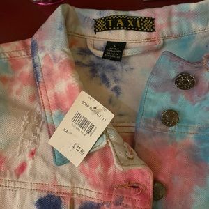 New…..Rainbow denim jacket with waist fringes.